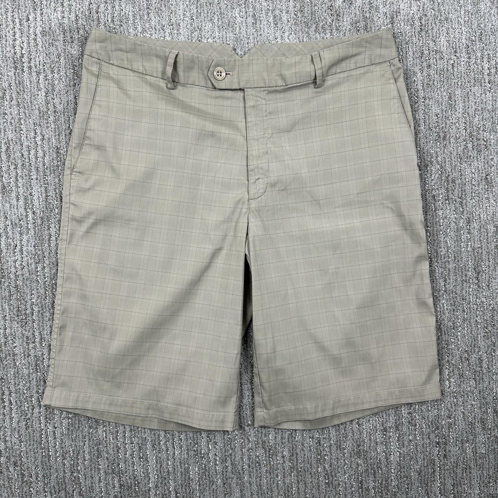 Under‎ Armour Men's Tan Performance Chino Golf Glen Check Print Shorts Size 34